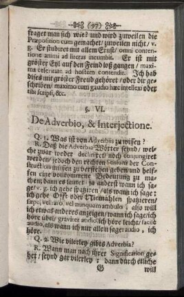 §. VI. De Adverbio, & Interjectione