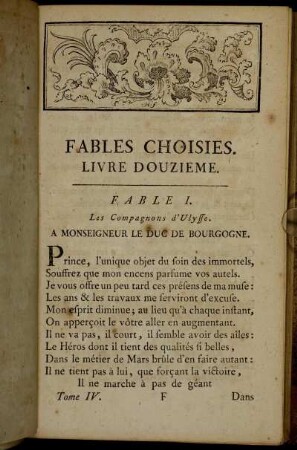 Fable I. Les Compagnons d`Ulysse. - Fable IX. Le Loup & le Renard.