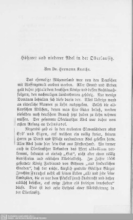 Höherer und niederer Adel in der Oberlausitz