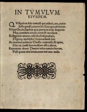 In Tumulum Eiusdem.