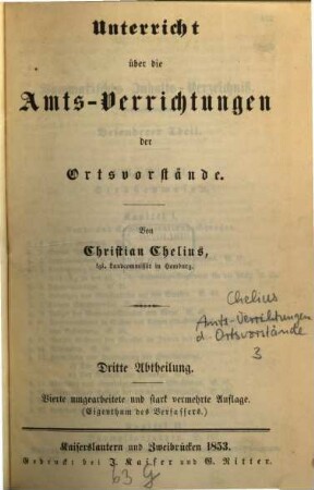 Unterricht über die Amts-Verrichtungen der Ortsvorstände, 3