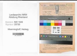 Entnazifizierung Hedwig Moenninghoff , geb. 24.07.1883 (Lehrerin)