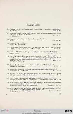 Fayencen (Nr. 770-796)
