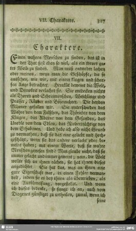 VII. Charaktere