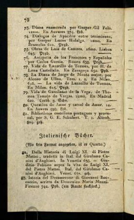 78-84, Italienische Bücher