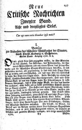 Acht und dreyßigstes Stück.