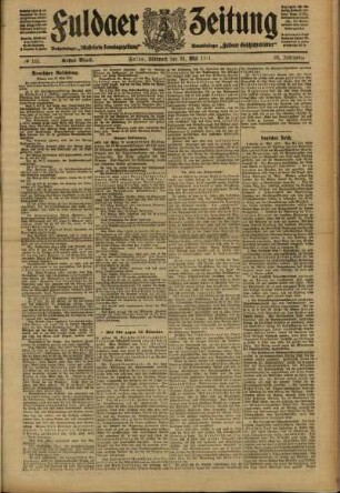 Erste Ausgabe vom Mittwoch, den 31. Mai 1911.