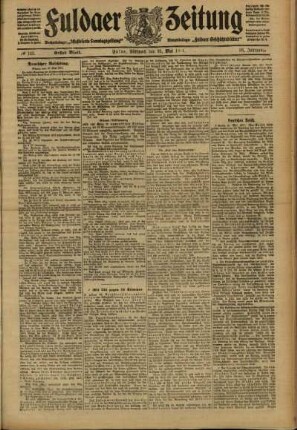 Erste Ausgabe vom Mittwoch, den 31. Mai 1911.