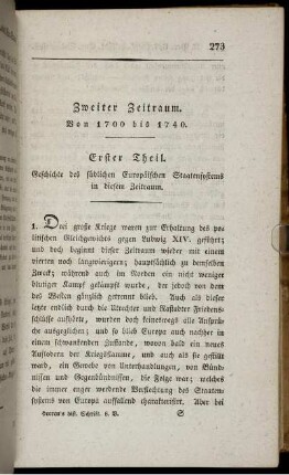 Zweiter Zeitraum. Von 1700 bis 1740