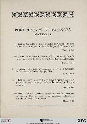 Porcelaines et faiences anciennes (Nr.1-21)