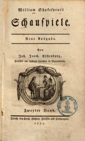 William Shakespear's Schauspiele, Zweyter Band