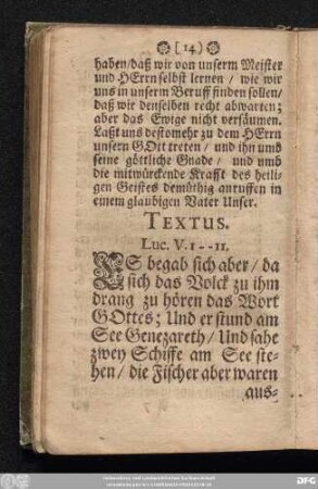 Textus. Luc. V. I - II.