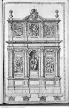 Della trasportatione dell'obelisco Vaticano et delle fabriche di Nostro Signore Papa Sisto V. / fatte dal Cavallier Domenico Fontana. Libro Primo, Folio 49: Grabmal Pius' V., Cappella Sistina, Santa Maria Maggiore