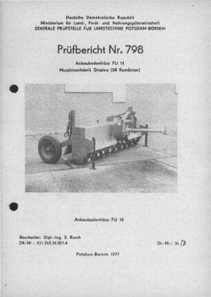 Anbaubodenfräse FU 18