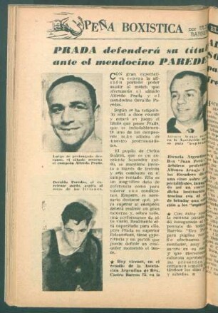 Prada defenderá su título ante el mendocino Paredes : Peña Boxistica