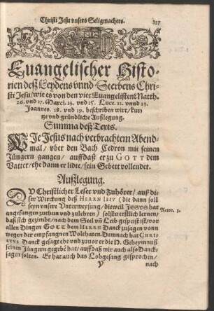 Evangelischer Historien deß Leydens unnd Sterbens Christi Jesu ...