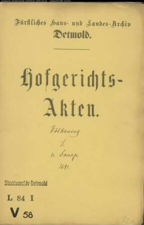 Völkening, Hermann gegen Major von Donop - Bürgschaft