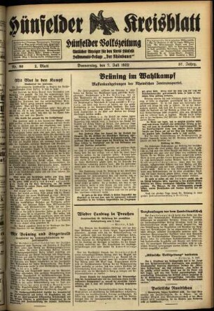 Zweite Ausgabe vom Donnerstag, den 07. Juli 1932.