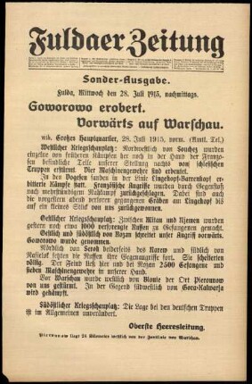 Ausgabe vom Mittwoch, den 28. Juli 1915.
