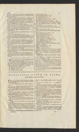 Mutationes Factae In Clero, post editum tomum tertium