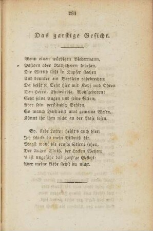 Das garstige Gesicht.