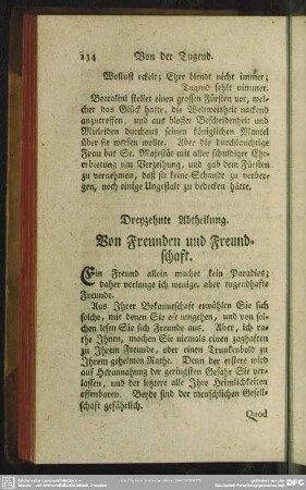Dreyzehnte Abtheilung. Von Freunden und Freundschaft