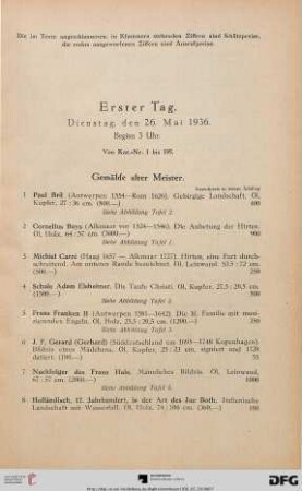Erster Tag: Dienstag, den 26. Mai 1936, Beginn 3 Uhr