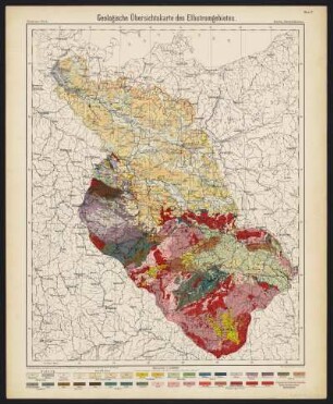 30 Kartenbeilagen zu: Der Elbstrom, sein Stromgebiet und seine wichtigsten Nebenflüsse : eine hydrographische, wasserwirtschaftliche und wasserrechtliche Darstellung. 1898 : Geologische Übersichtskarte des Elbstrombebietes