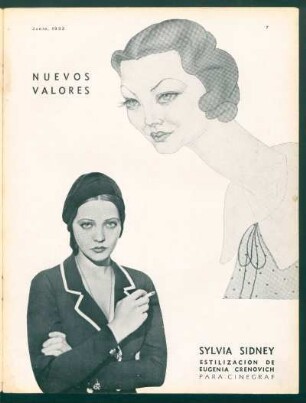 Nuevos valores - Sylvia Sidney, estilización de Eugenia Crenovich