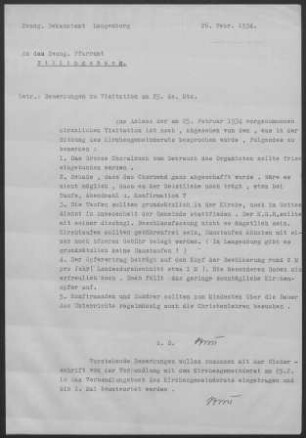 Billingsbach: Visitationsbemerkungen mit Pfarrbericht 1934