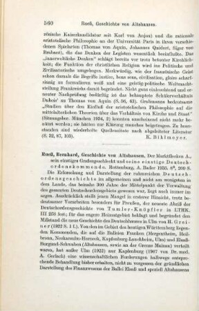 560-562 [Rezension] Ruess, Bernhard, Geschichte von Altshausen. Der Marktflecken Altshausen, sein einstiges Grafengeschlecht und seine einstige Deutschordenskommende