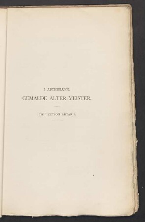 I. Abtheilung. Gemälde Alter Meister