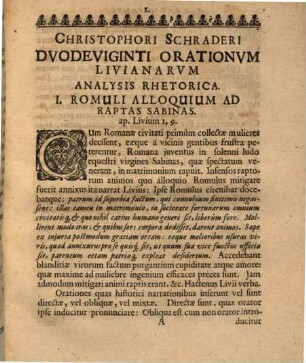 Livianarum orationum XVIII. analysis rhetorica