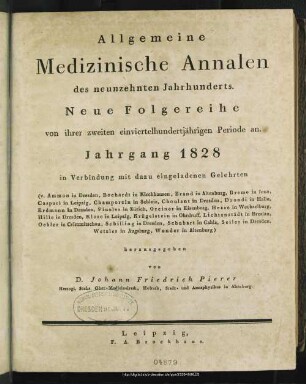 N.F.1828: Allgemeine medizinische Annalen des neunzehnten Jahrhunderts