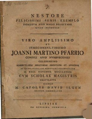 Programma Nestore, felicissimi senis exemplo, Homerum non magis delectare quam prodesse
