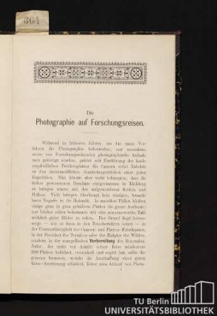 Die Photographie auf Forschungsreisen.