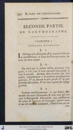 Seconde Partie. De L'Orthographe.