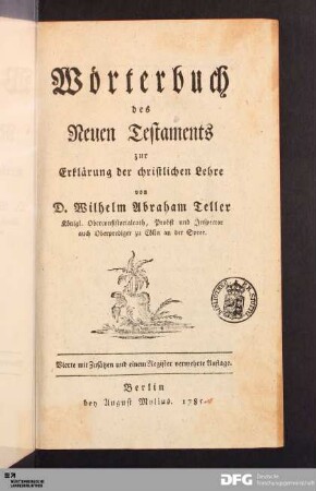 Wörterbuch des Neuen Testaments zur Erklärung der christlichen Lehre