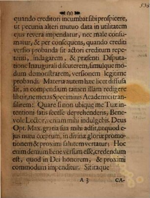 Dissertatio Inauguralis De Probanda Versione Crediti