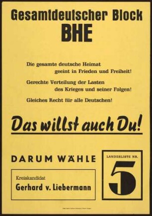 GB/BHE, Bundestagswahl 1953