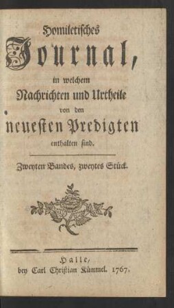 Zweyten Bandes, zweytes Stück