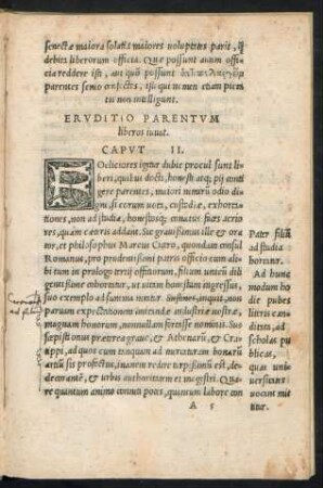 Eruditio Parentum Liberos iuvat. Caput II.