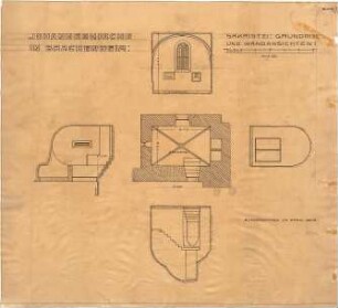Fischer, Theodor; Brackenheim; Johanneskirche, Renovierung - Sakristei (Grundriss, Wandabwicklungen)