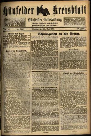 Erste Ausgabe vom Samstag, den 31. Mai 1930.