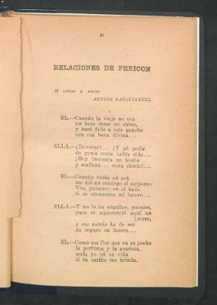 Relaciones de Pericón : Al colega y amigo Andrés Sanguinetti.