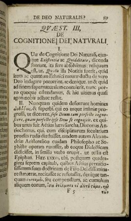 Quæst. III, De Cognitione Dei Naturali