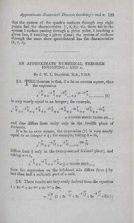 An approximate numerical theorem involving e and ... .