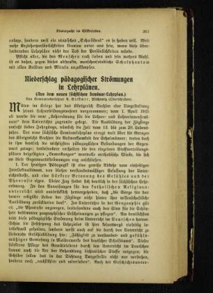Niederschlag pädagogischer Strömungen in Lehrplänen : (aus dem neuen sächsischen Seminar-Lehrplan)