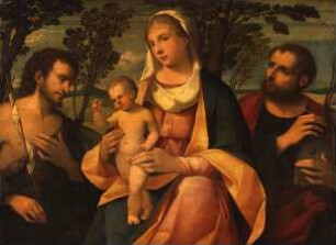 Maria mit dem segnenden Kind und dem Heiligen Johannes dem Täufer und dem Evangelisten Markus