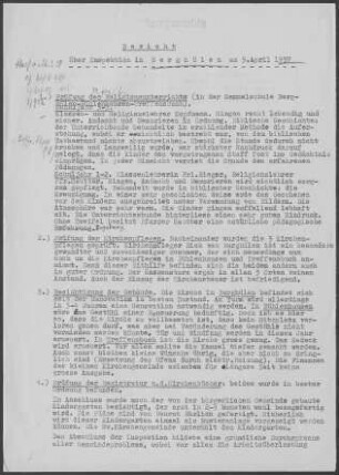Berghülen: Inspektionsbericht 1959